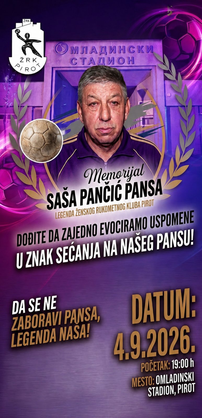 Memorijal ,,Saša Pančić – Pansa” – 4. septembra na Omladinskom stadionu